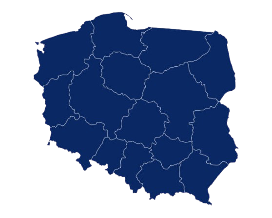 Mapa Polski - obszar realizacji usług Trafo-Care
